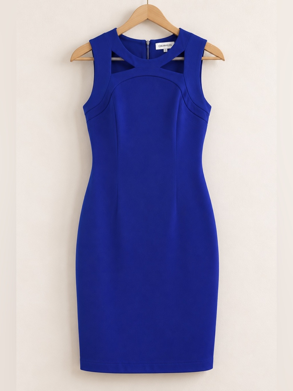 Calvin Klein Sleeveless Cutout Sheath Dress in Royal Blue